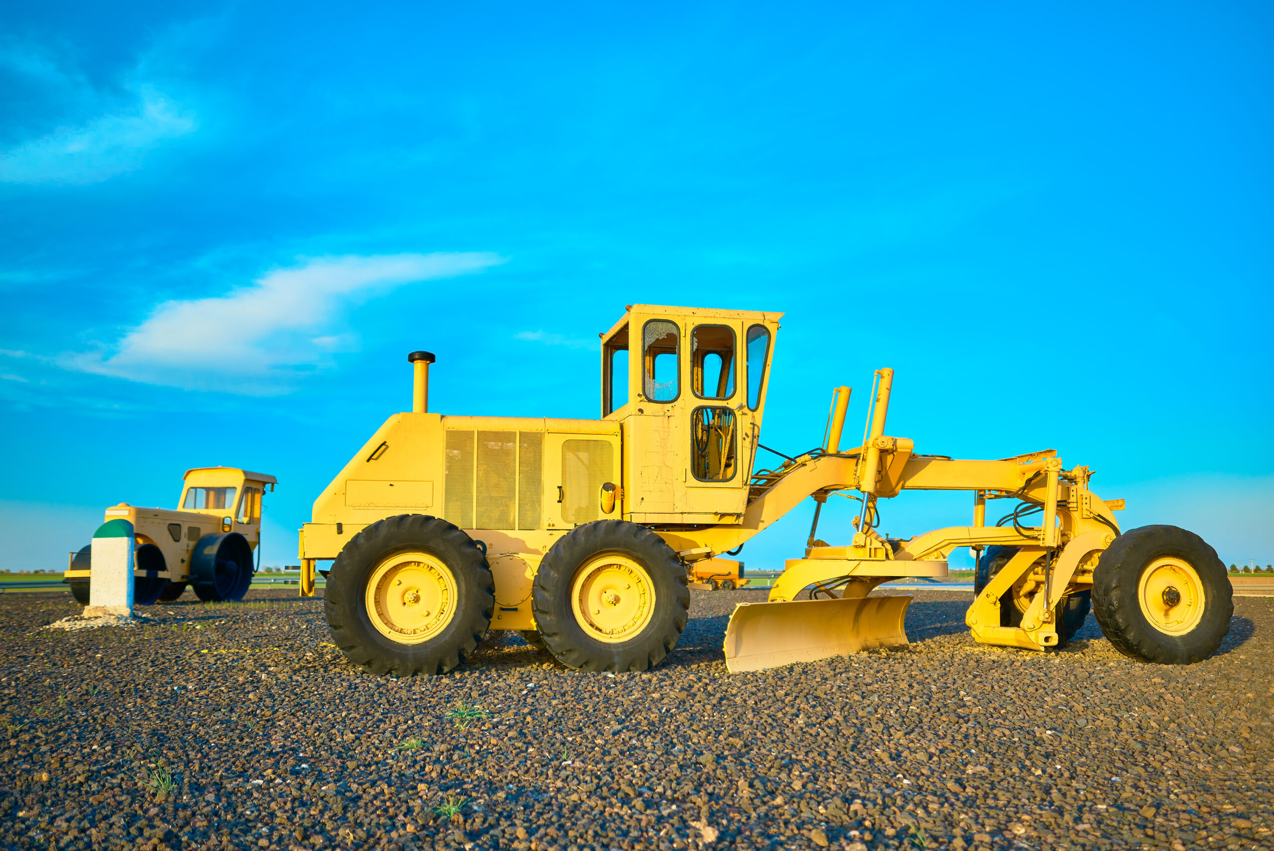 A construction heavy equipment on the site on a sunny day